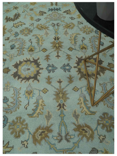 Traditional Floral Aqua, Beige and Taupe Hand Knotted 6x9 wool area rug - The Rug Decor