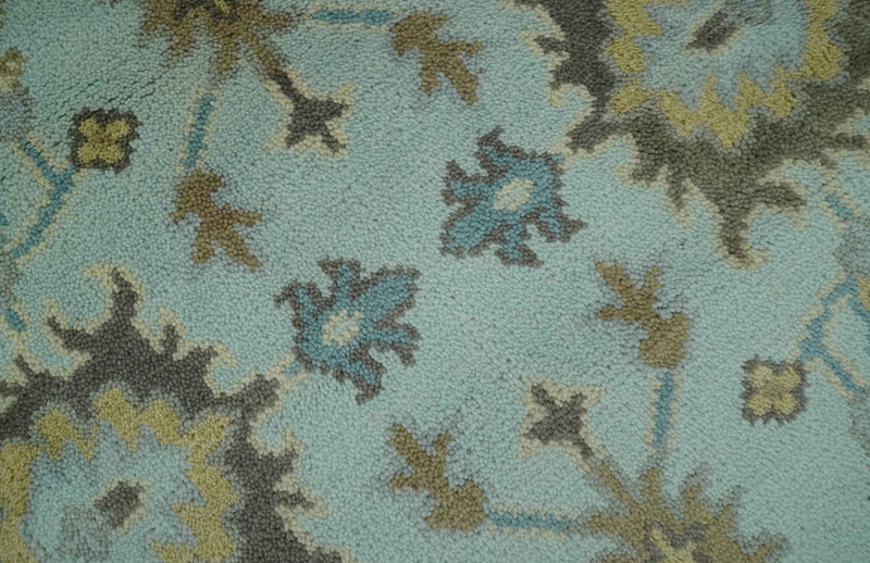 Traditional Floral Aqua, Beige and Taupe Hand Knotted 6x9 wool area rug - The Rug Decor