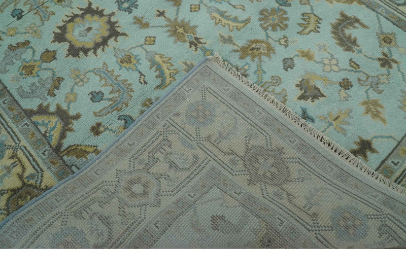 Traditional Floral Aqua, Beige and Taupe Hand Knotted 6x9 wool area rug - The Rug Decor