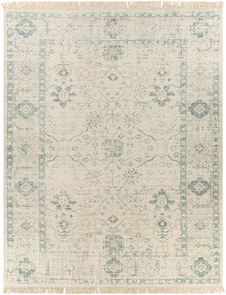 Traditional Floral Beige and Green Hand Woven Oriental area rug - The Rug Decor