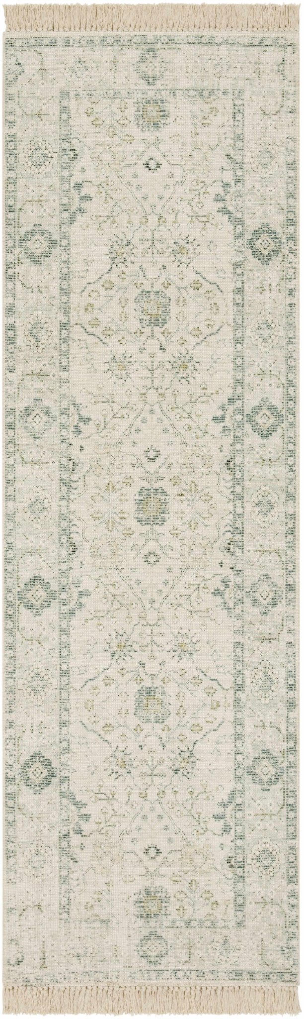 Traditional Floral Beige and Green Hand Woven Oriental area rug - The Rug Decor