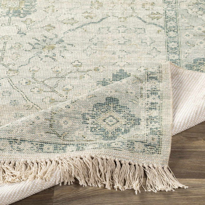 Traditional Floral Beige and Green Hand Woven Oriental area rug - The Rug Decor