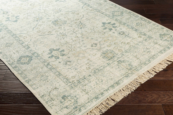 Traditional Floral Beige and Green Hand Woven Oriental area rug - The Rug Decor