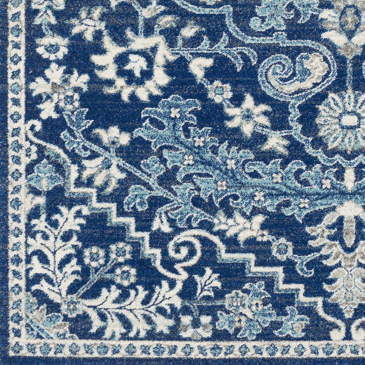 Traditional Floral Blue and Ivory Medallion Turkish Design Area rug - The Rug Decor