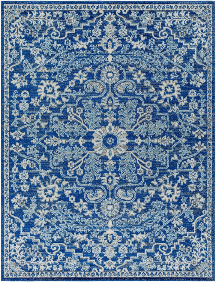 Traditional Floral Blue and Ivory Medallion Turkish Design Area rug - The Rug Decor