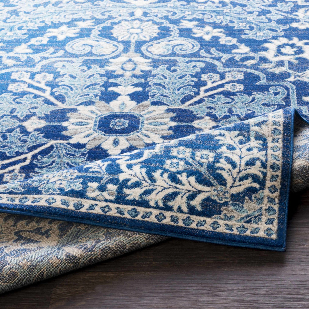 Traditional Floral Blue and Ivory Medallion Turkish Design Area rug - The Rug Decor