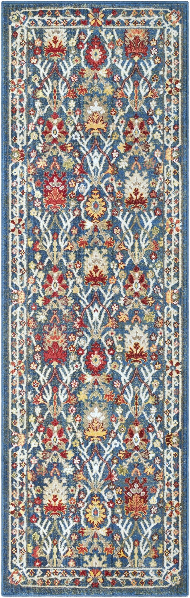 Traditional Floral Blue, Rust and Ivory Oriental Oushak area rug - The Rug Decor