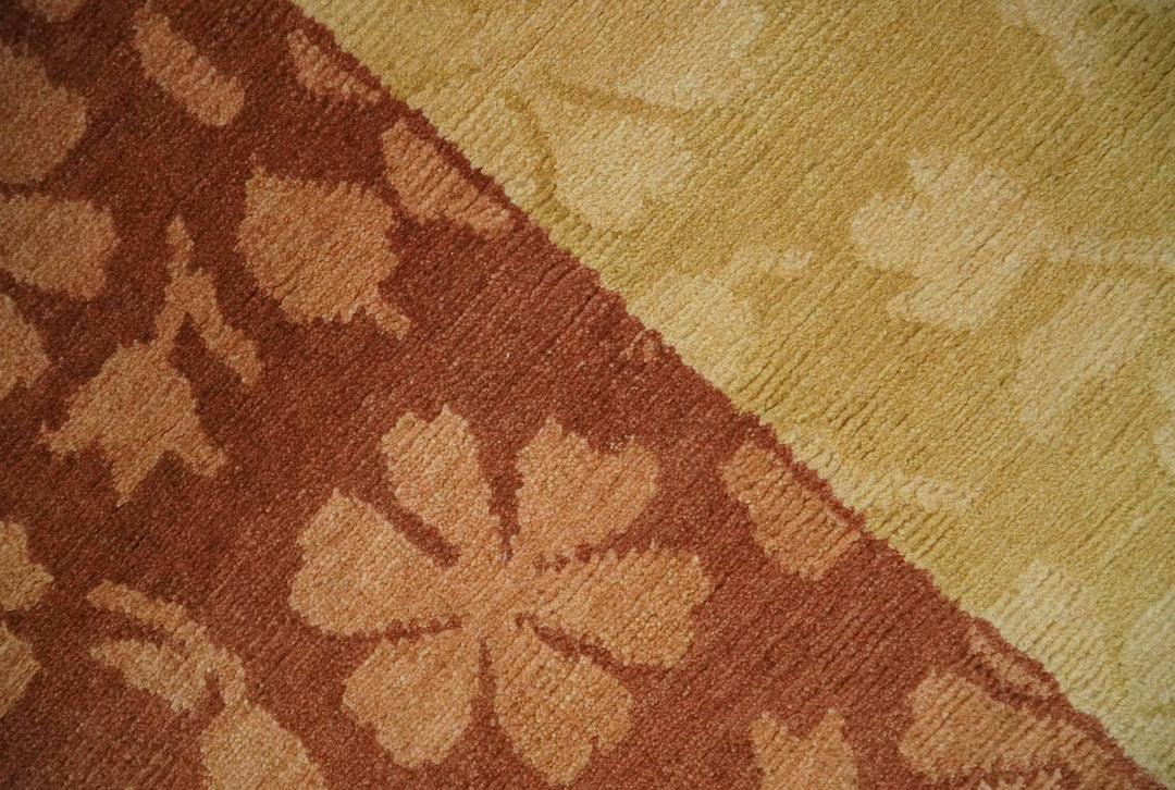 Traditional Floral Brown and Gold Hand knotted 4x6 wool Area Rug - The Rug Decor