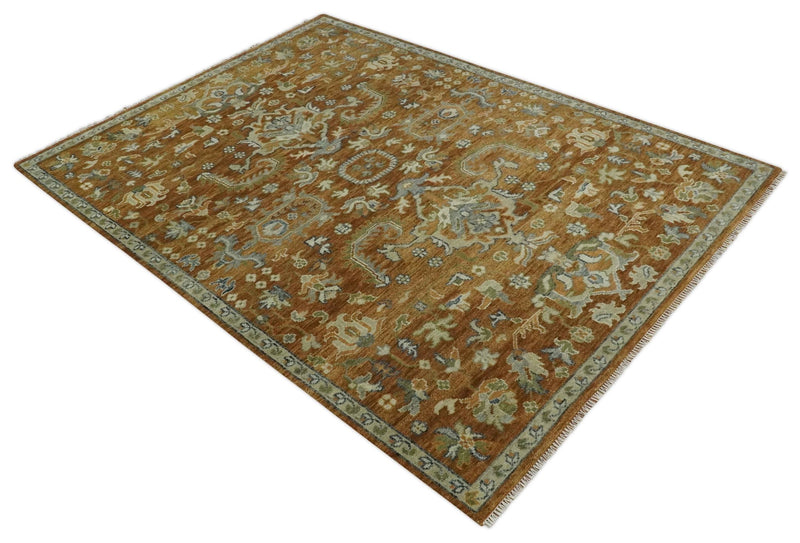 Traditional Floral Brown, Beige and Gray Medallion Hand knotted 9x12 wool Area Rug - The Rug Decor