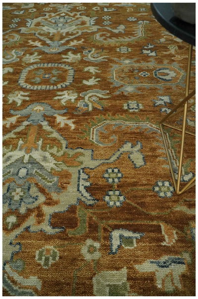 Traditional Floral Brown, Beige and Gray Medallion Hand knotted 9x12 wool Area Rug - The Rug Decor