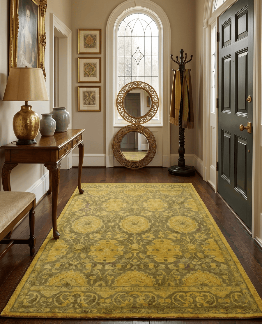 Traditional Floral Design Gold Hand Tufted Overdyed Wool Area Rug - The Rug Decor