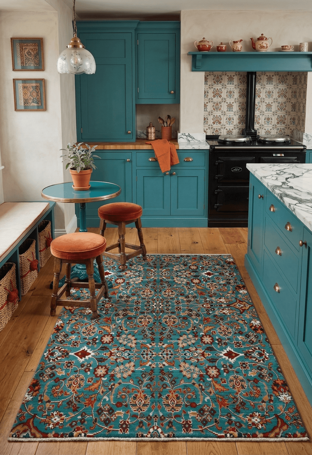 Traditional Floral Design Green And Red Wool Area Rug - The Rug Decor