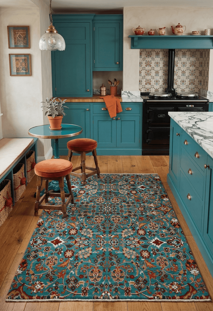 Traditional Floral Design Green And Red Wool Area Rug - The Rug Decor