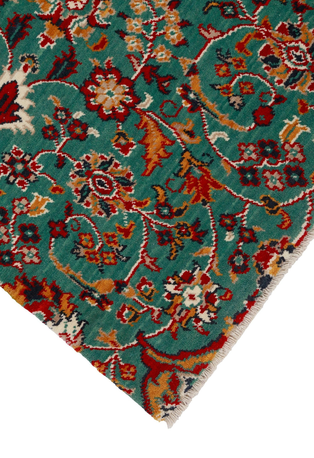 Traditional Floral Design Green And Red Wool Area Rug - The Rug Decor