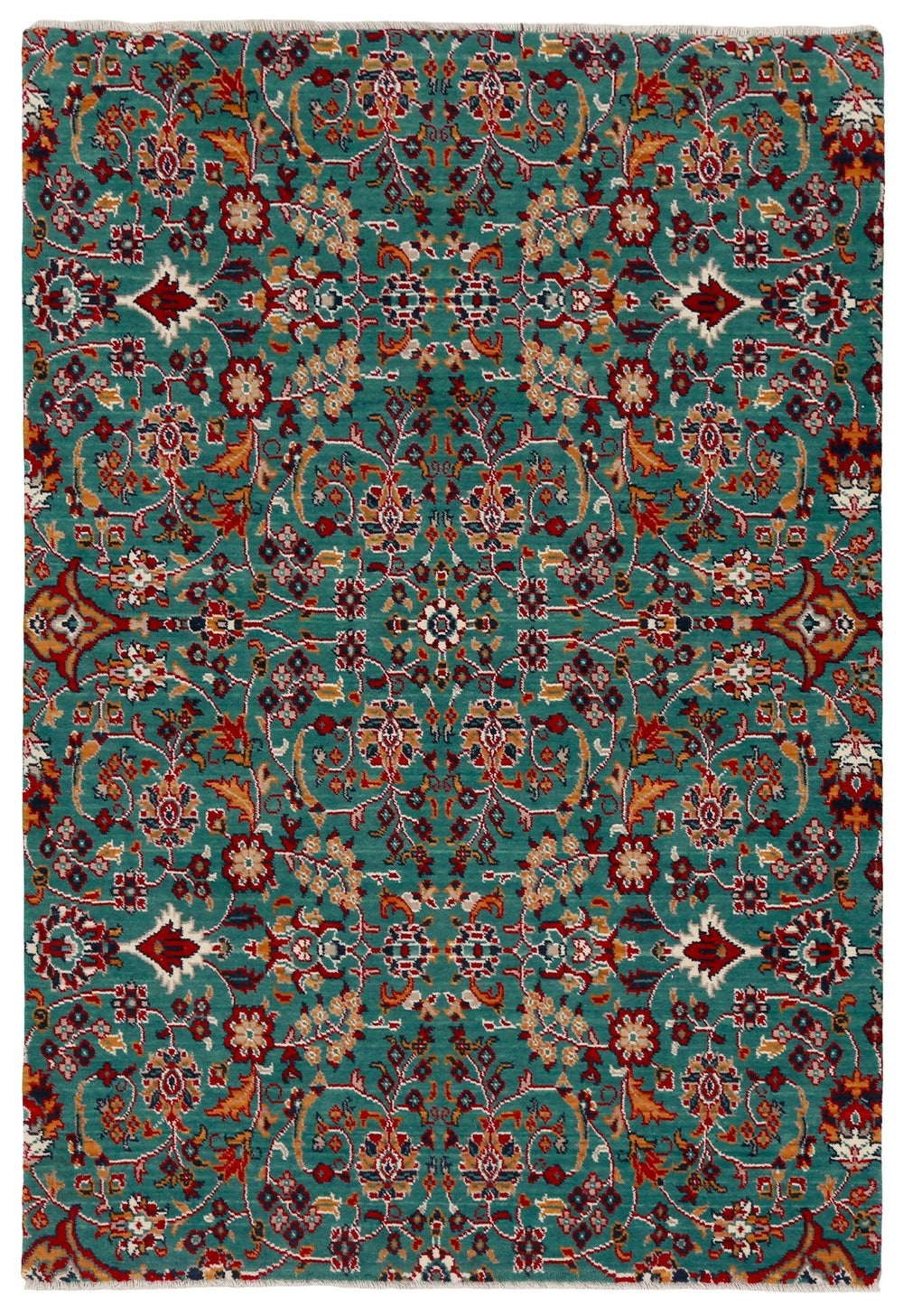 Traditional Floral Design Green And Red Wool Area Rug - The Rug Decor