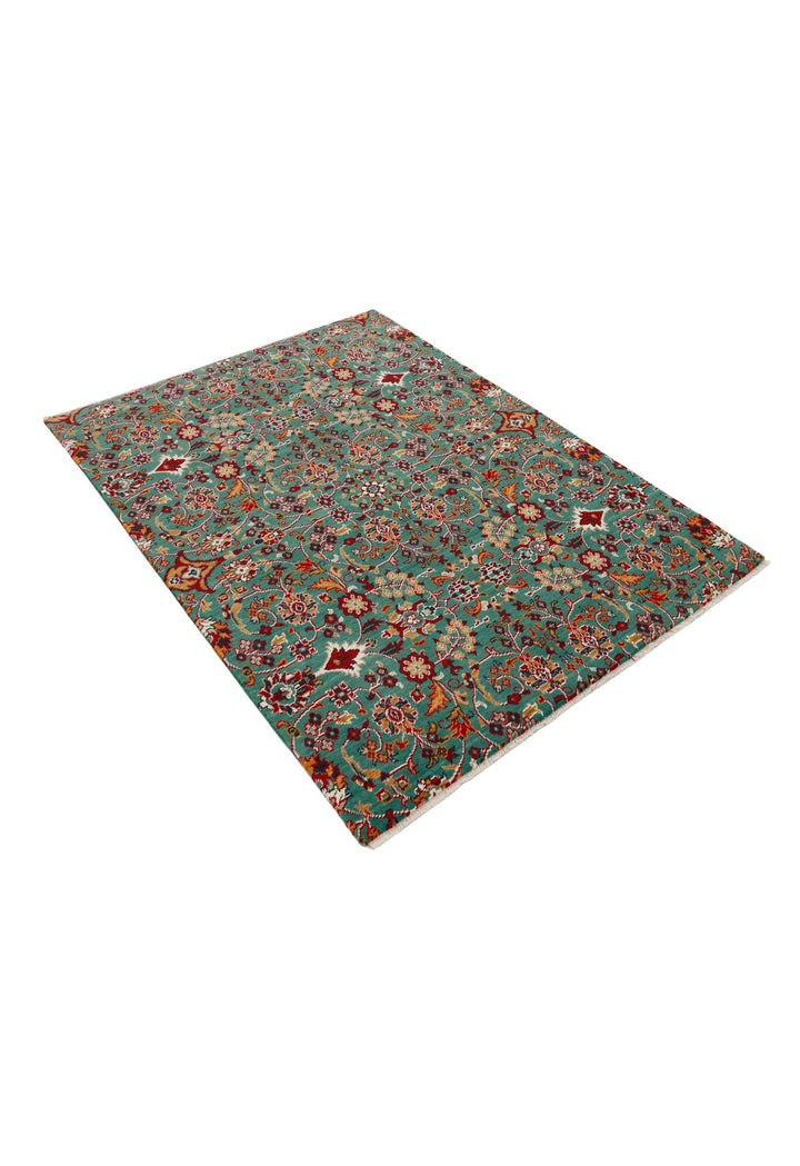 Traditional Floral Design Green And Red Wool Area Rug - The Rug Decor