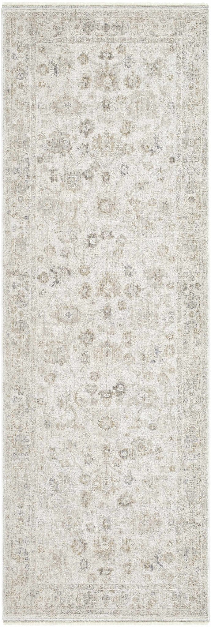 Traditional Floral Design Silver Machine Woven Area Rug - The Rug Decor