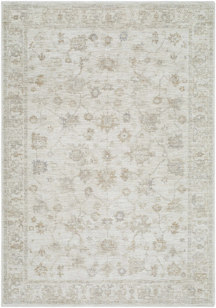 Traditional Floral Design Silver Machine Woven Area Rug - The Rug Decor