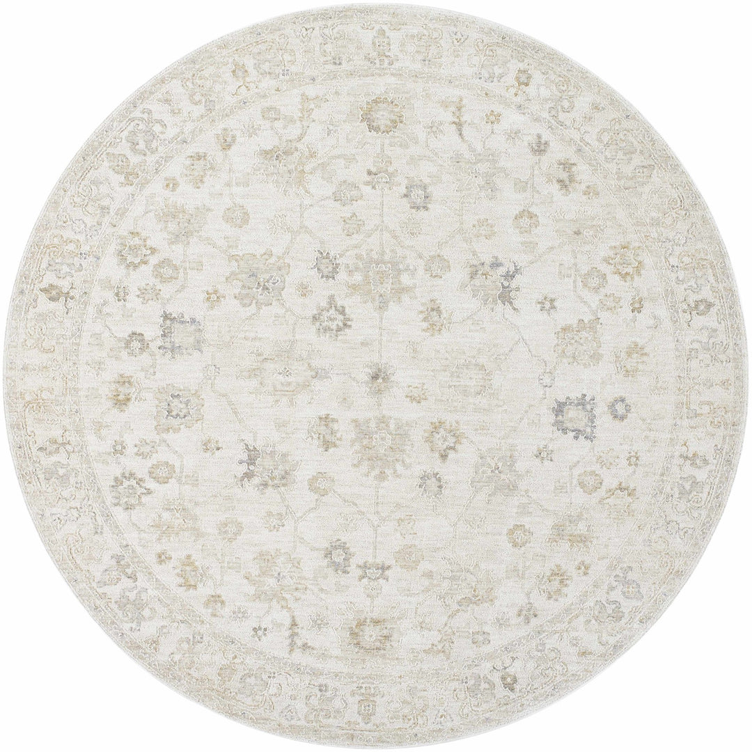 Traditional Floral Design Silver Machine Woven Area Rug - The Rug Decor