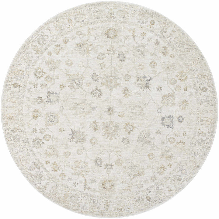 Traditional Floral Design Silver Machine Woven Area Rug - The Rug Decor