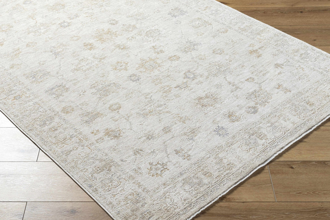 Traditional Floral Design Silver Machine Woven Area Rug - The Rug Decor