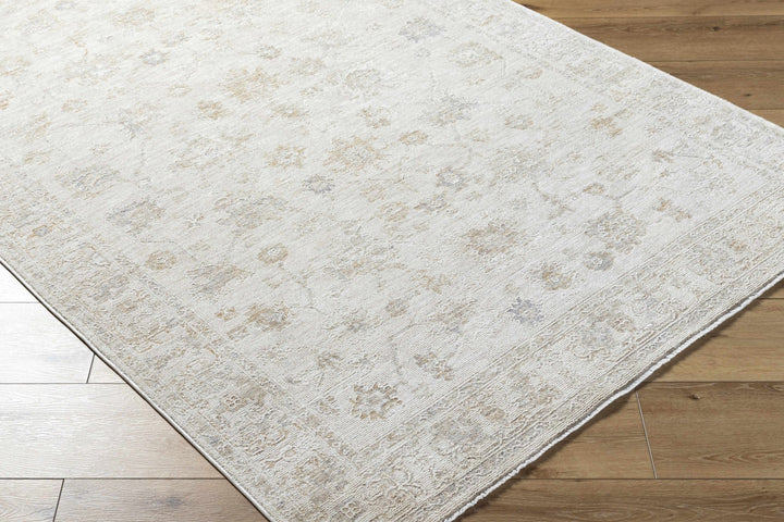 Traditional Floral Design Silver Machine Woven Area Rug - The Rug Decor