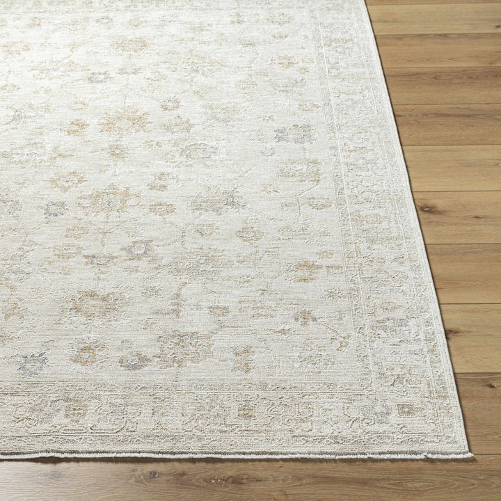 Traditional Floral Design Silver Machine Woven Area Rug - The Rug Decor