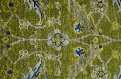 Traditional Floral Green and Blue Hand Knotted 8x10 wool area rug - The Rug Decor