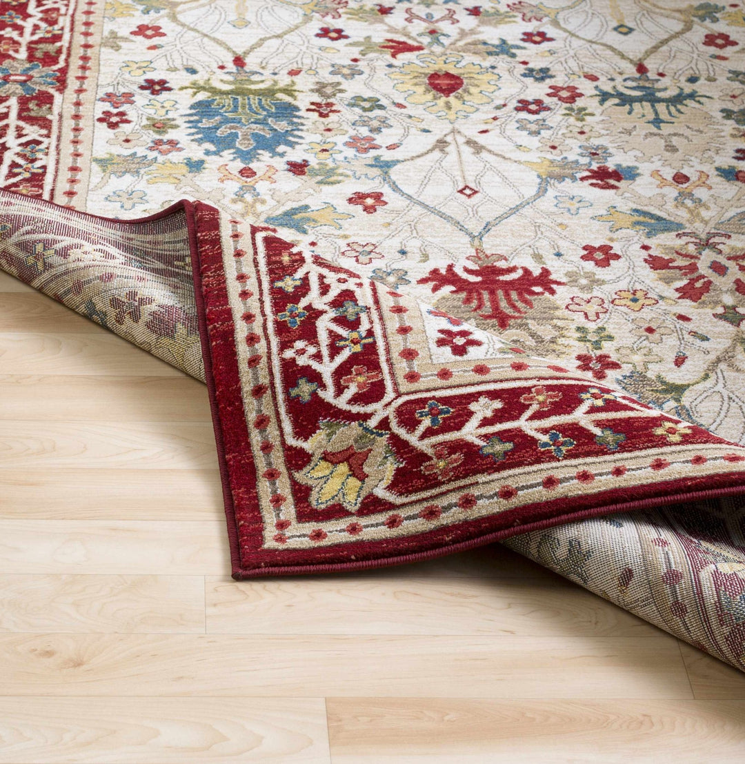 Traditional Floral Ivory, Rust and Beige Oriental Oushak area rug - The Rug Decor