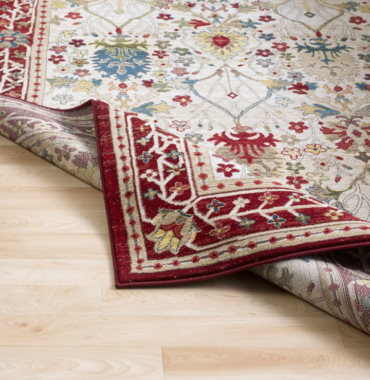 Traditional Floral Ivory, Rust and Beige Oriental Oushak area rug - The Rug Decor