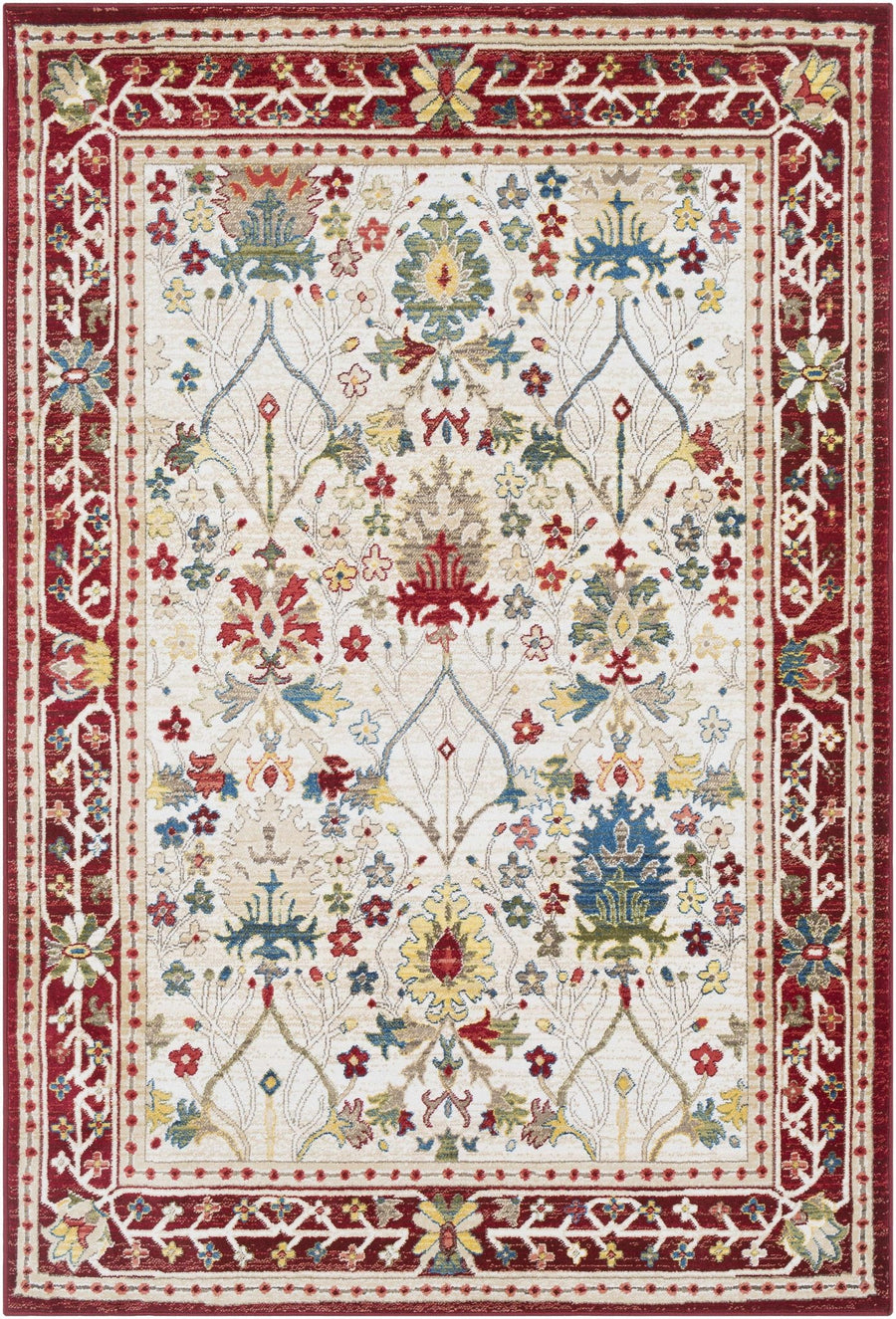 Traditional Floral Ivory, Rust and Beige Oriental Oushak area rug - The Rug Decor