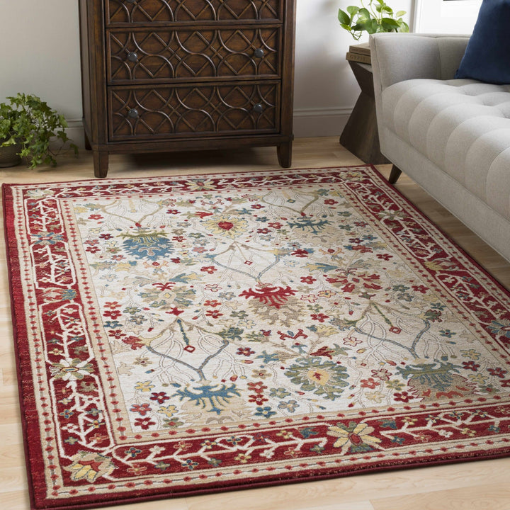 Traditional Floral Ivory, Rust and Beige Oriental Oushak area rug - The Rug Decor