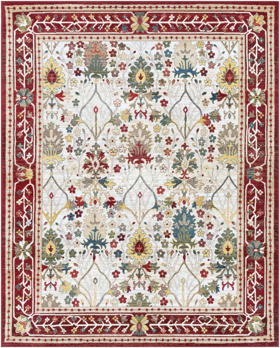 Traditional Floral Ivory, Rust and Beige Oriental Oushak area rug - The Rug Decor