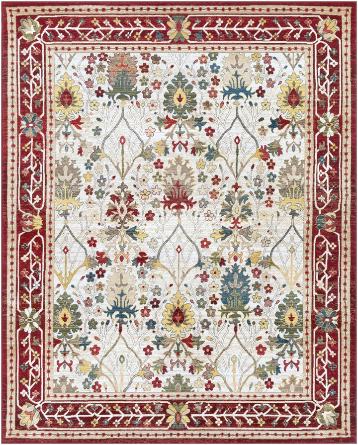 Traditional Floral Ivory, Rust and Beige Oriental Oushak area rug - The Rug Decor