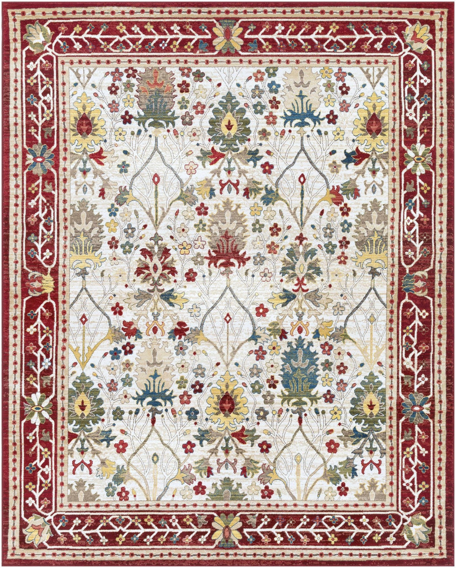 Traditional Floral Ivory, Rust and Beige Oriental Oushak area rug - The Rug Decor
