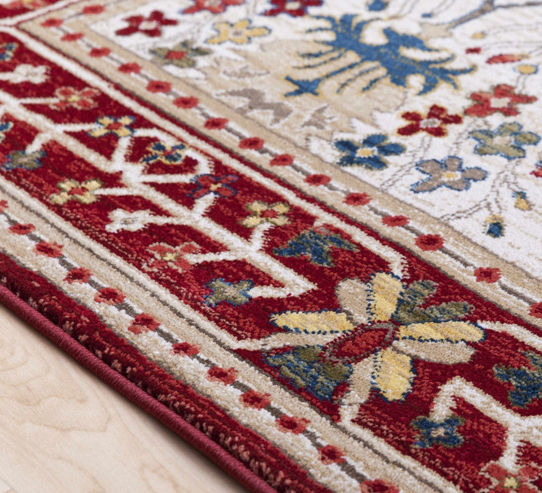 Traditional Floral Ivory, Rust and Beige Oriental Oushak area rug - The Rug Decor