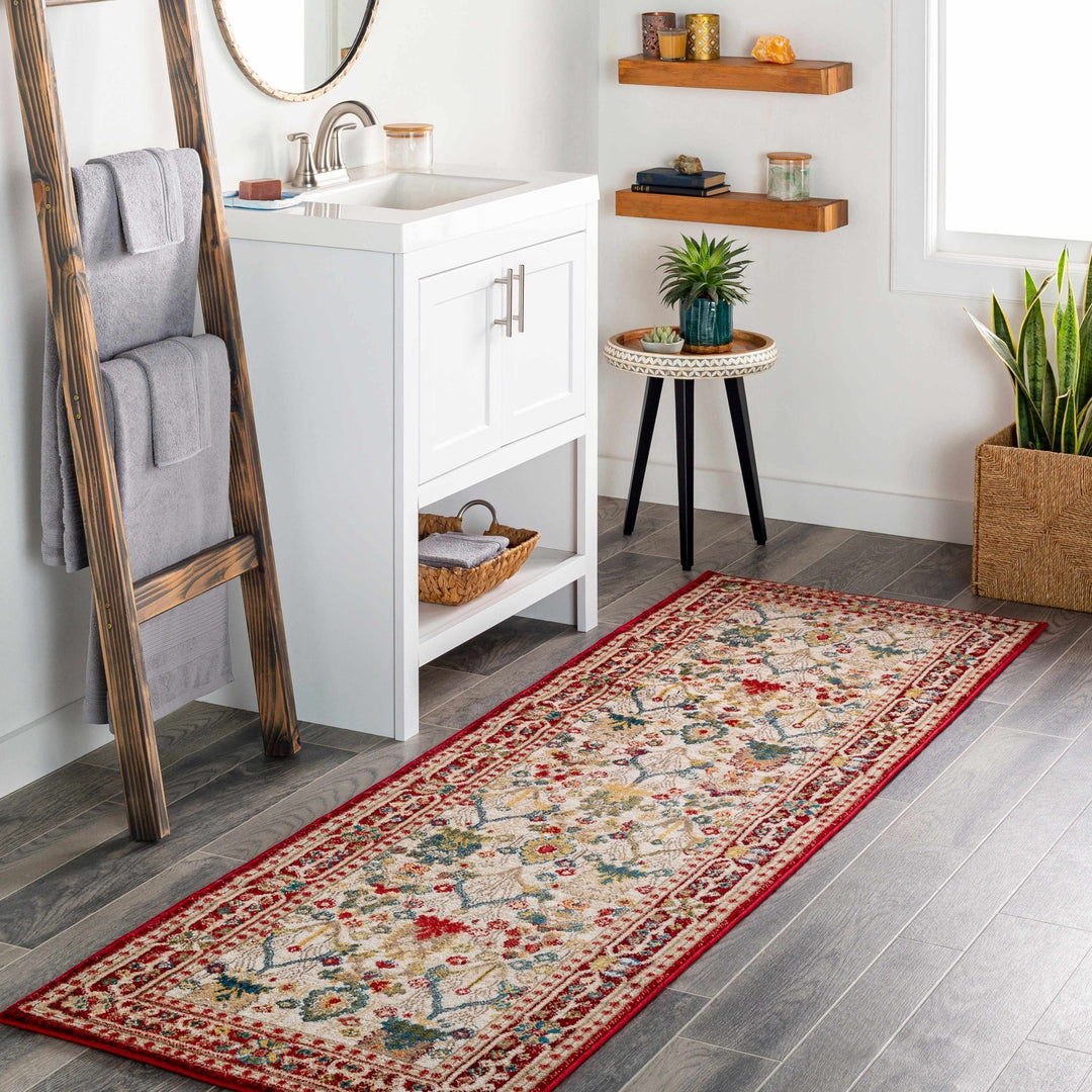 Traditional Floral Ivory, Rust and Beige Oriental Oushak area rug - The Rug Decor