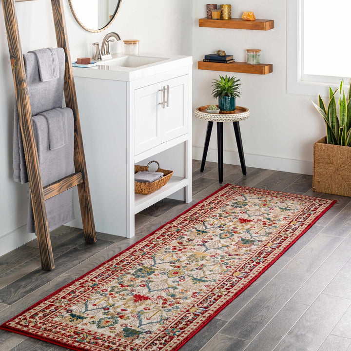 Traditional Floral Ivory, Rust and Beige Oriental Oushak area rug - The Rug Decor