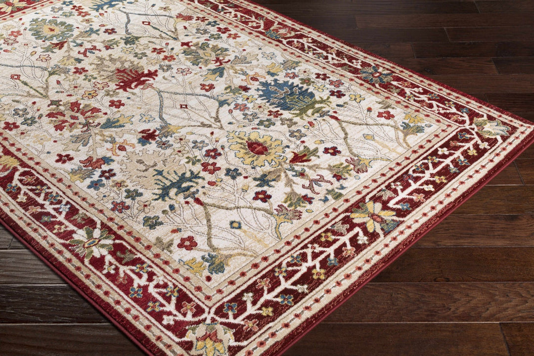 Traditional Floral Ivory, Rust and Beige Oriental Oushak area rug - The Rug Decor