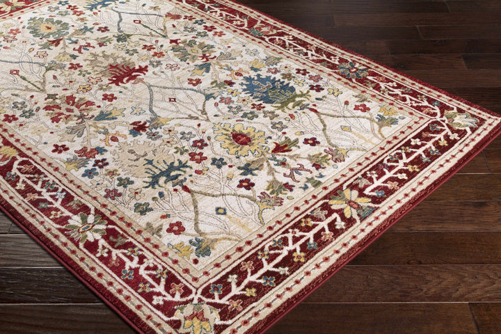 Traditional Floral Ivory, Rust and Beige Oriental Oushak area rug - The Rug Decor