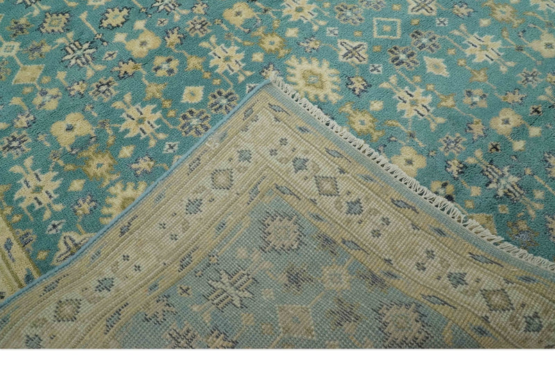 Traditional Floral Motif Blue and Beige 6x9 Hand Knotted wool area rug - The Rug Decor