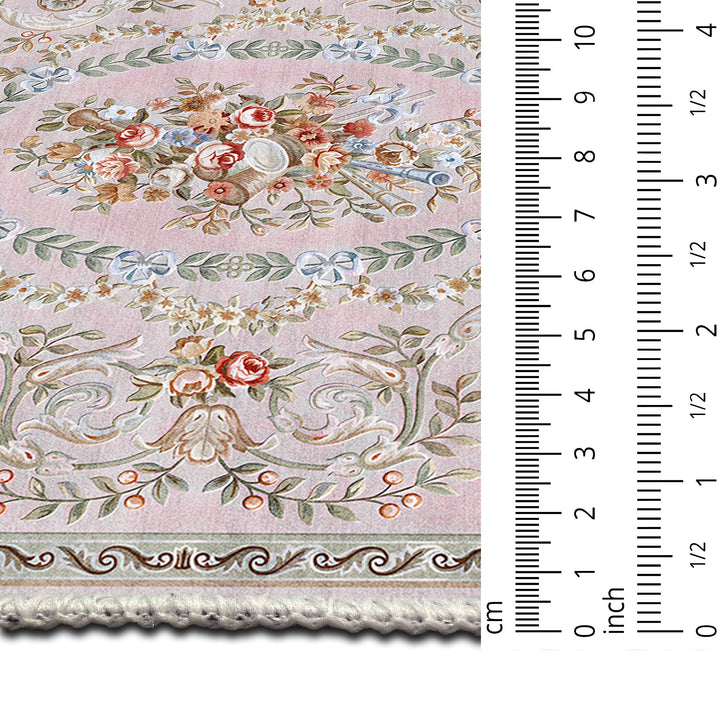 Traditional Floral Pink Machine Washable Cotton Area Rug - The Rug Decor