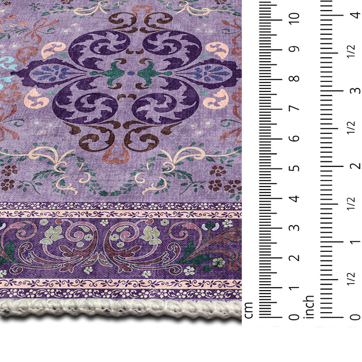 Traditional Floral Purple Machine Washable Cotton Area Rug - The Rug Decor