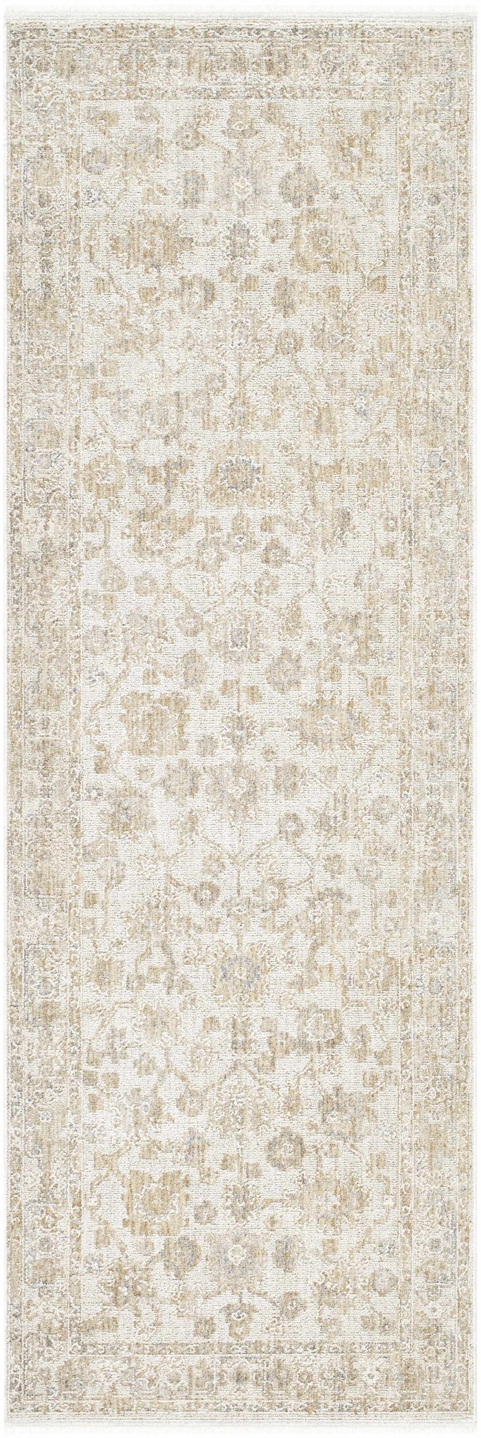 Traditional Floral Silver Machine Woven Area Rug - The Rug Decor