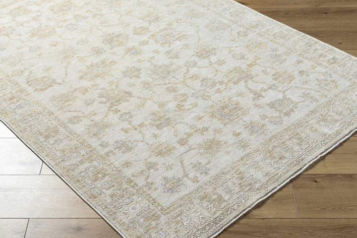 Traditional Floral Silver Machine Woven Area Rug - The Rug Decor
