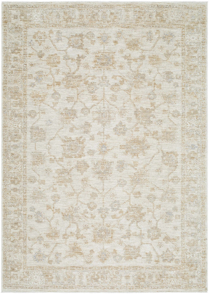 Traditional Floral Silver Machine Woven Area Rug - The Rug Decor