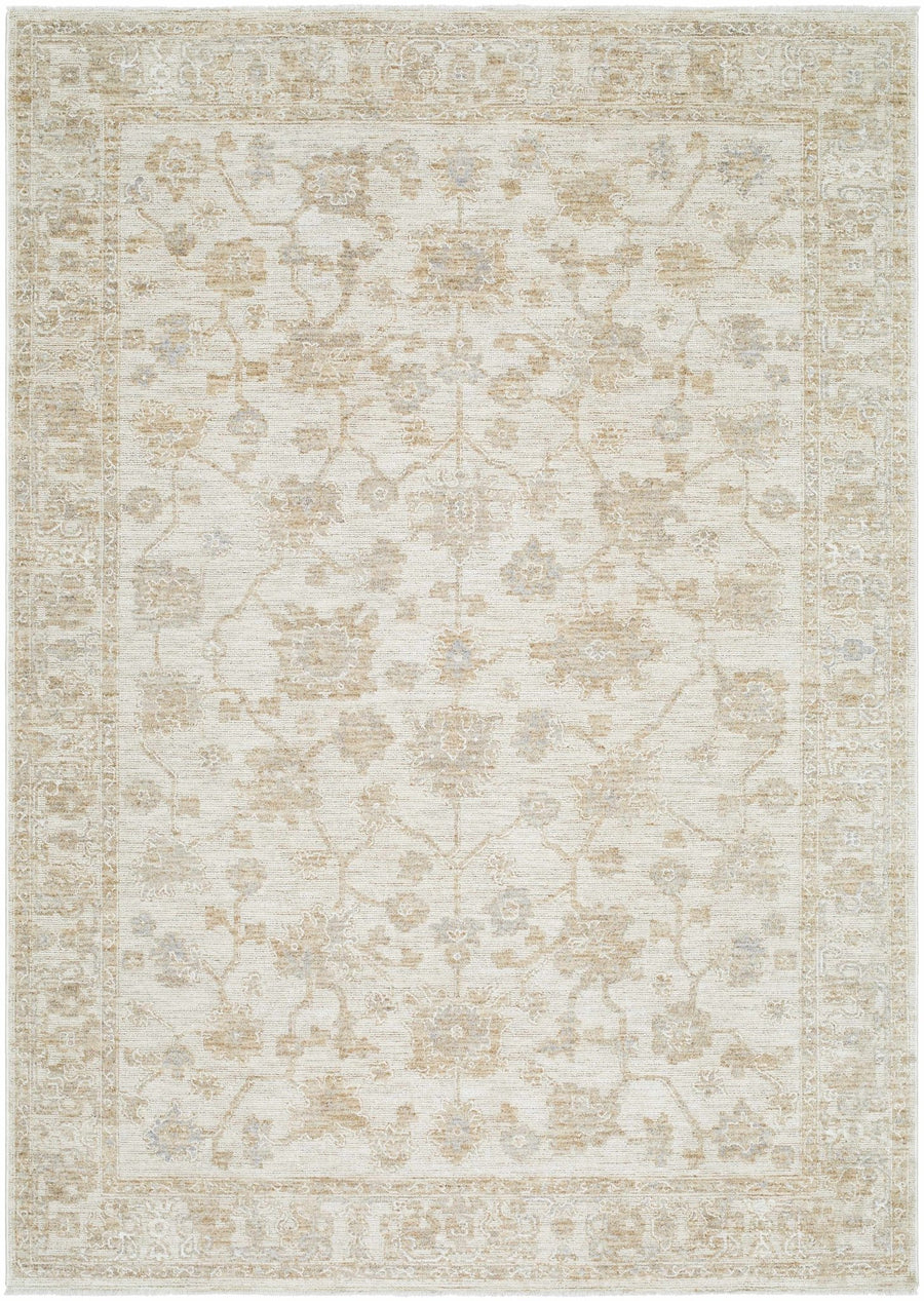 Traditional Floral Silver Machine Woven Area Rug - The Rug Decor