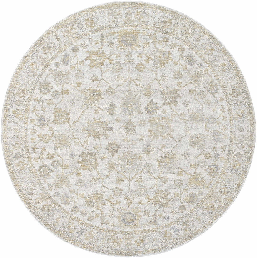 Traditional Floral Silver Machine Woven Area Rug - The Rug Decor