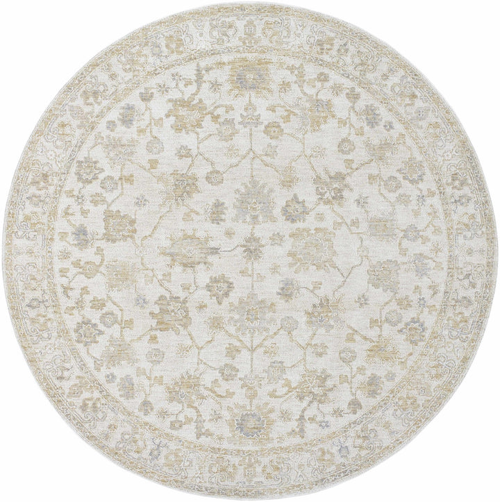 Traditional Floral Silver Machine Woven Area Rug - The Rug Decor