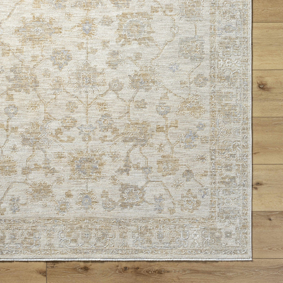 Traditional Floral Silver Machine Woven Area Rug - The Rug Decor